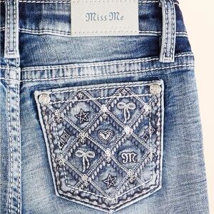 Miss Me Youth Denim with Silver Embroidery